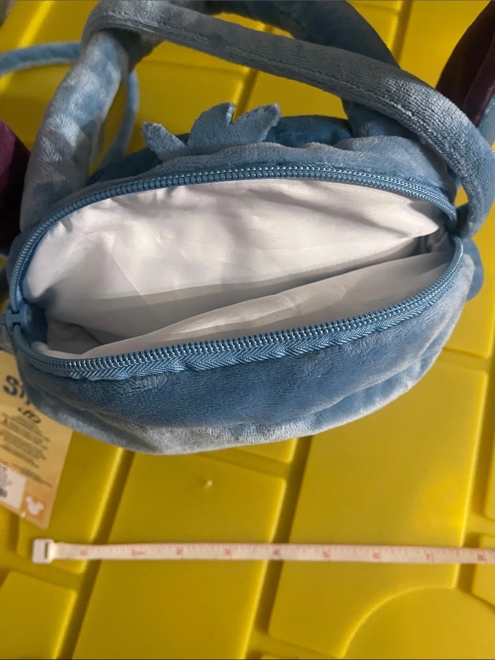 Disney Blue Stitch Plush Crossbody Bag with Pink Ear Accents